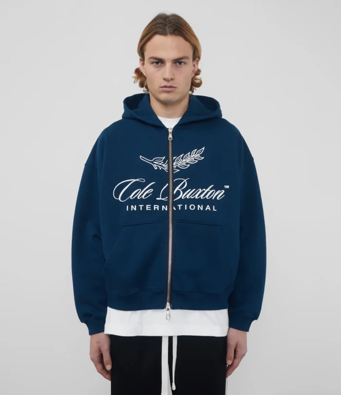 International Zipped Navy Hoodie
